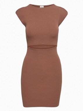 Wilfred Free Aritzia Cutout Knit Mini Dress Ribbed